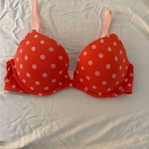 Victoria’s Secret Orange & Pink Polka Dot Push-Up Bra – 36C – New
